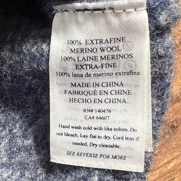FAHERTY Sweater Crewneck Women's Large (Medium) 100% Merino Wool Blue Gray READ - Picture 13 of 13